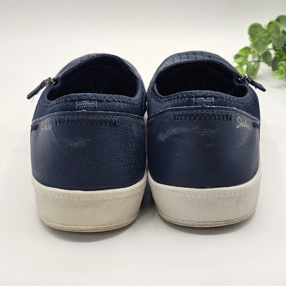 Skechers Slip On Comfort Shoes Women's 9 Memory Foam Perforated Navy Blue - Picture 6 of 9